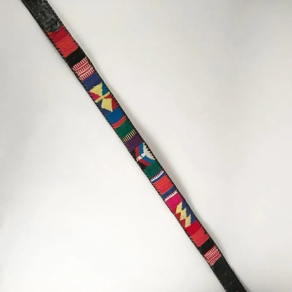 Vintage 90's Black belt with Colorful Pattern